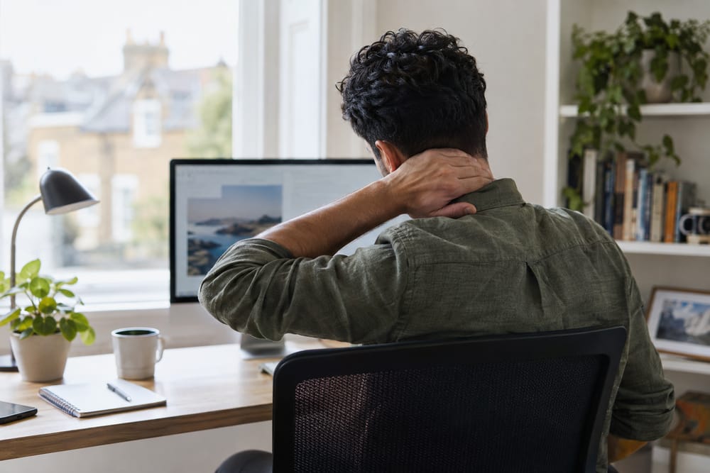Man with neck or upper back pain