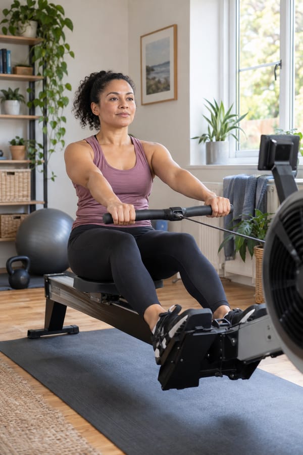 Woman using a rowing machine