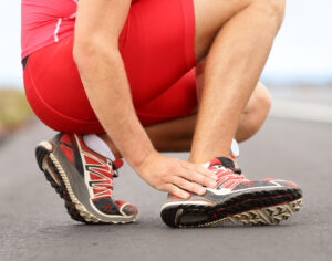 Runner with a sprained or twisted ankle